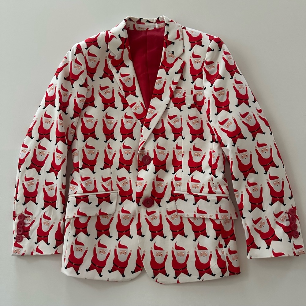 Suslo Couture Boys 10 Festive Santa Red White Blazer Holiday Christmas Jacket
